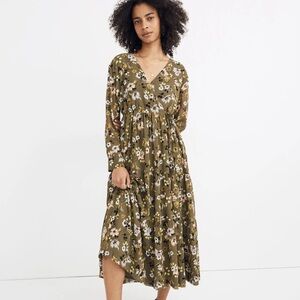 Madewell Cinch-Waist Tiered Midi Dress in Wildblooms - Size XS